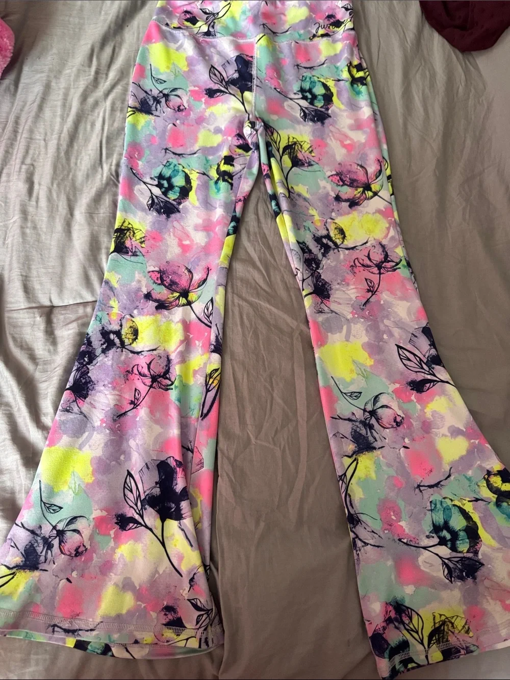 Justice Colorful Floral Print Leggings - Neon Pastel Abstract